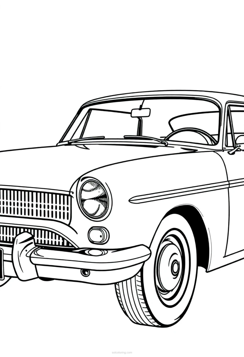 Classic Car Simple coloring page for kids