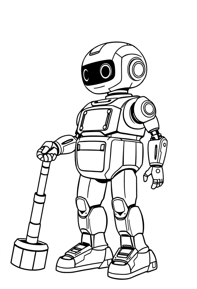 Cleaning Service Robot coloring page, free printable