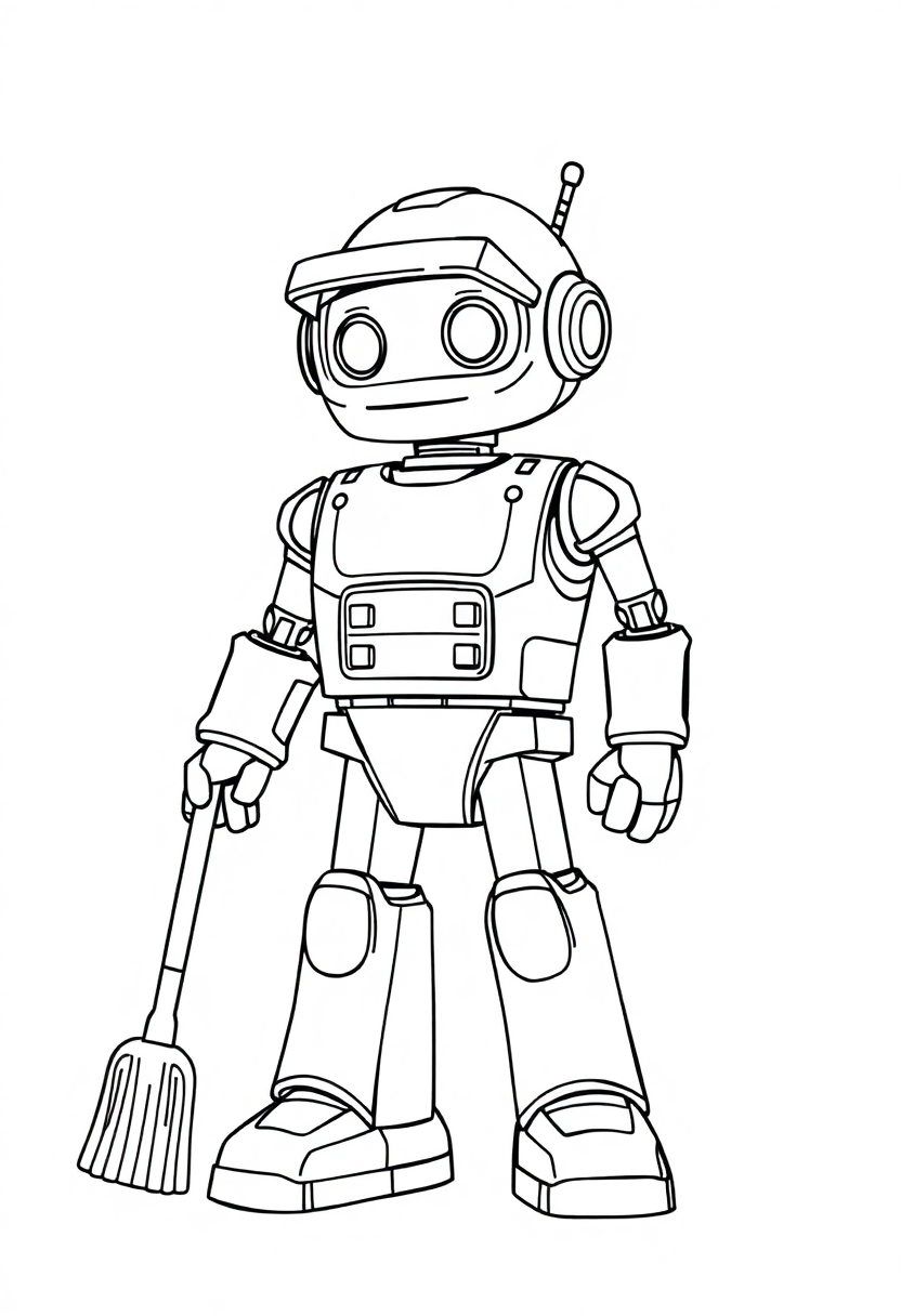 Cleaning Service Robot coloring page, free printable