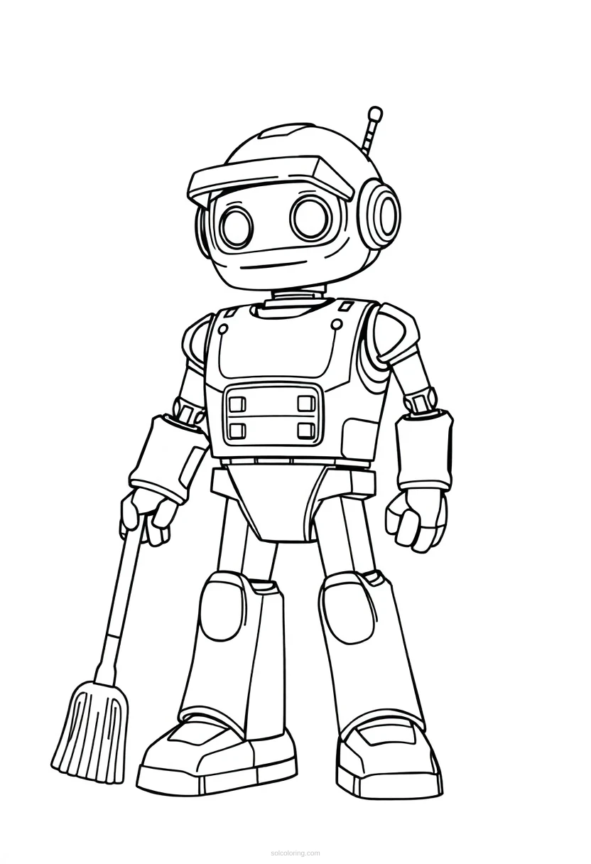Cleaning Service Robot coloring page for kids