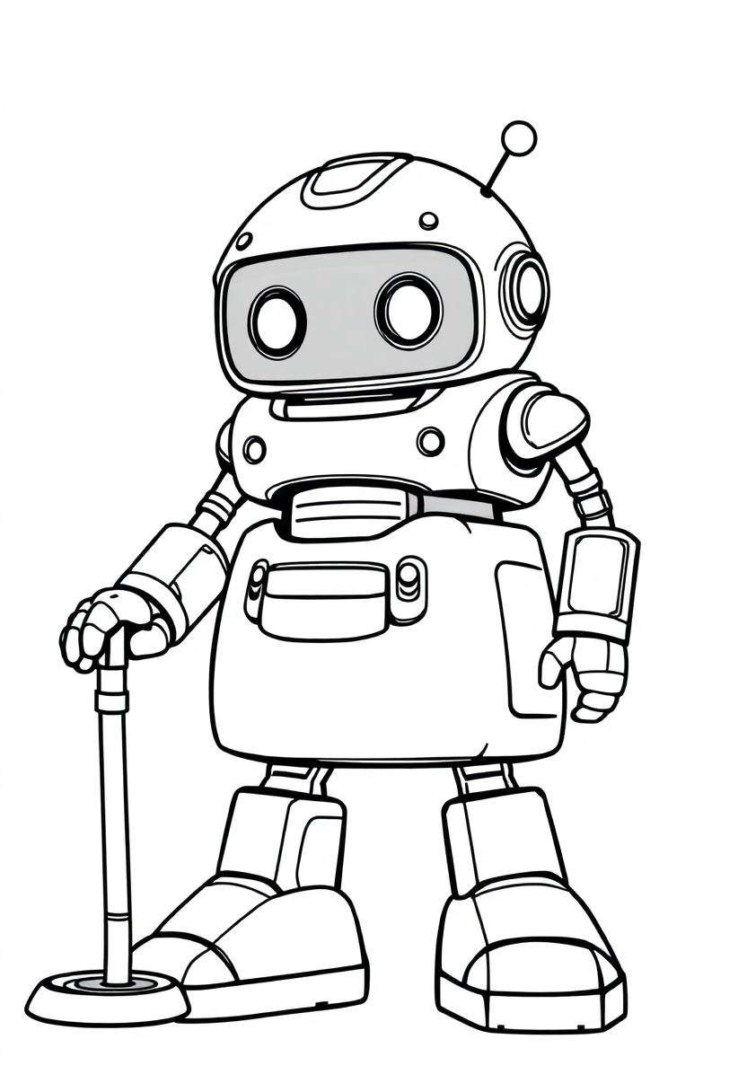 Cleaning Service Robot coloring page, free printable
