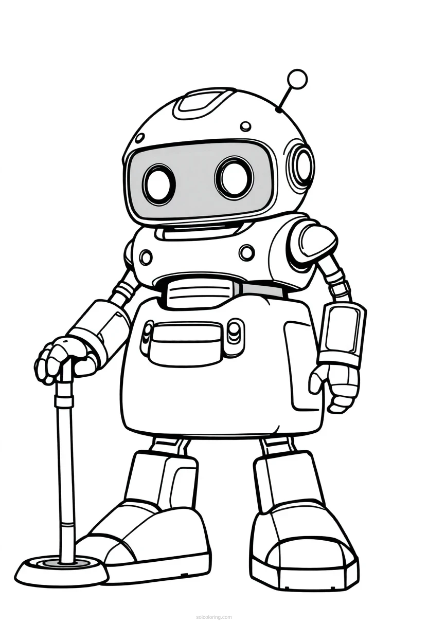 Cleaning Service Robot coloring page for kids