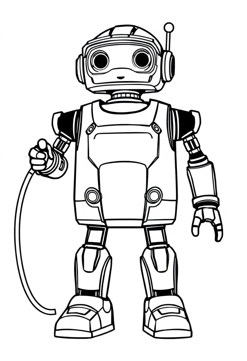 Cleaning Service Robot coloring page, free printable