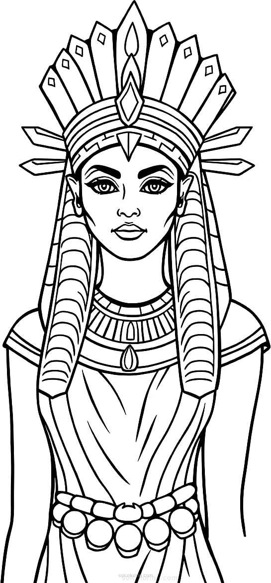 Cleopatra Egyptian Queen coloring page for kids