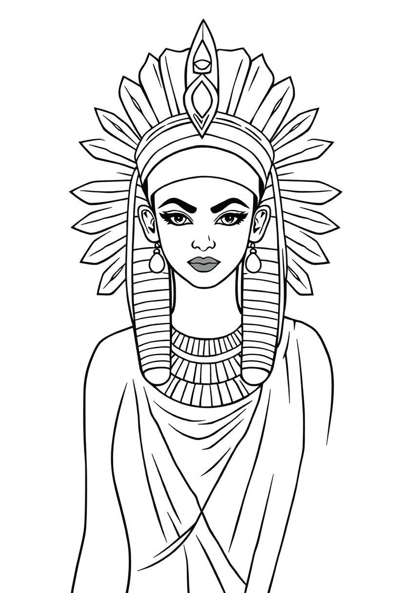 Cleopatra Egyptian Queen coloring page, free printable