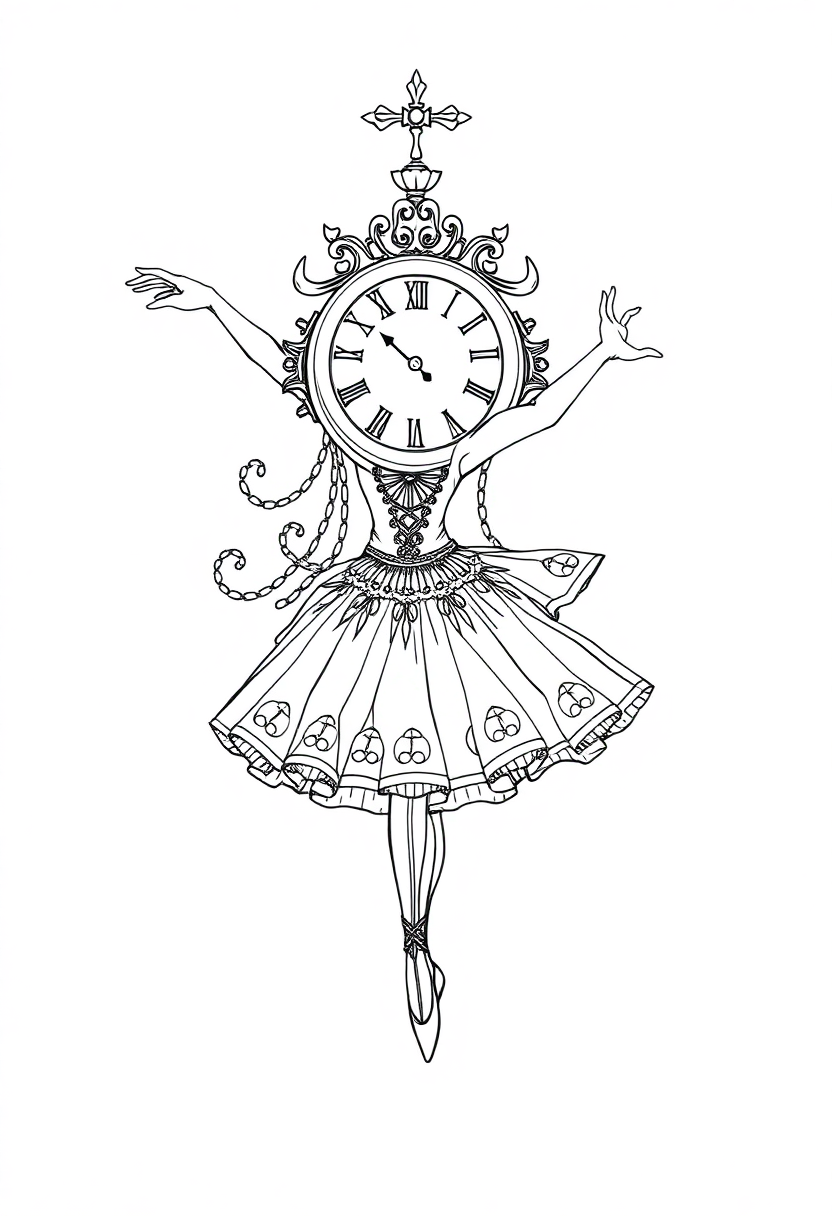 Clockwork Ballerina coloring page, free printable
