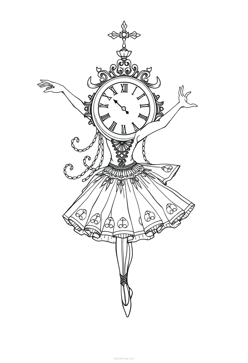 Clockwork Ballerina coloring page for kids