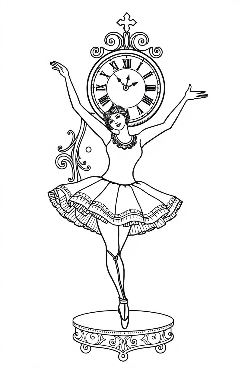 Clockwork Ballerina coloring page, free printable