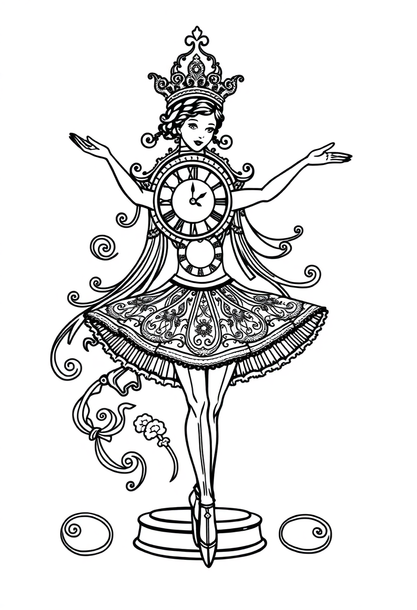 Clockwork Ballerina coloring page, free printable