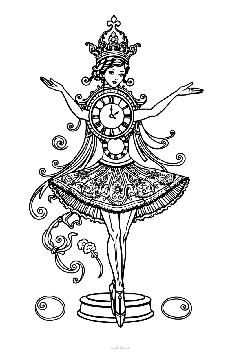 Clockwork Ballerina coloring page for kids