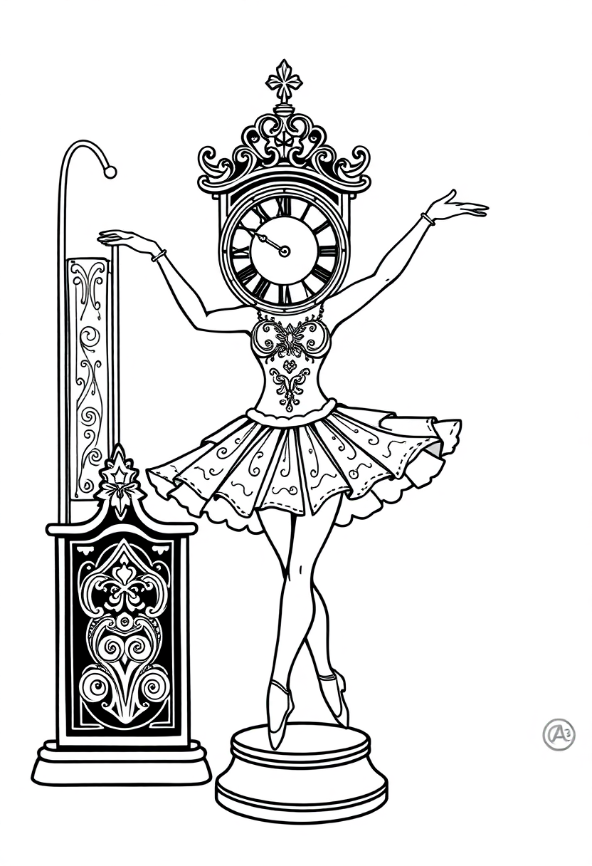Clockwork Ballerina coloring page, free printable