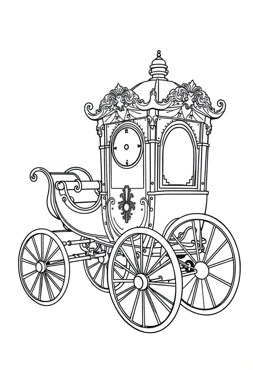 Clockwork Carriage coloring page, free printable