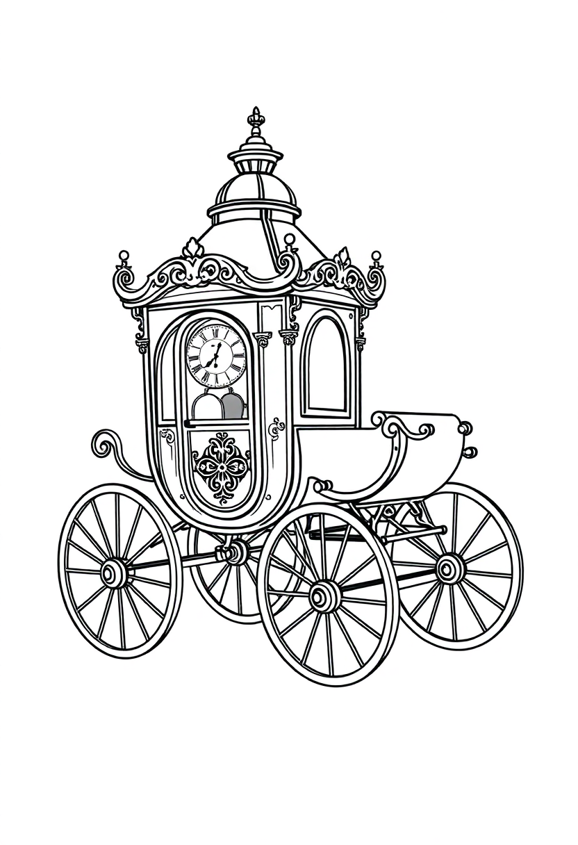 Clockwork Carriage coloring page, free printable