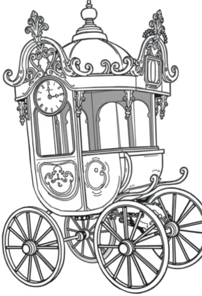 Clockwork Carriage coloring page, free printable