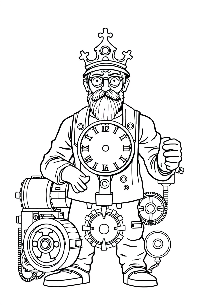 Clockwork Mechanic coloring page, free printable