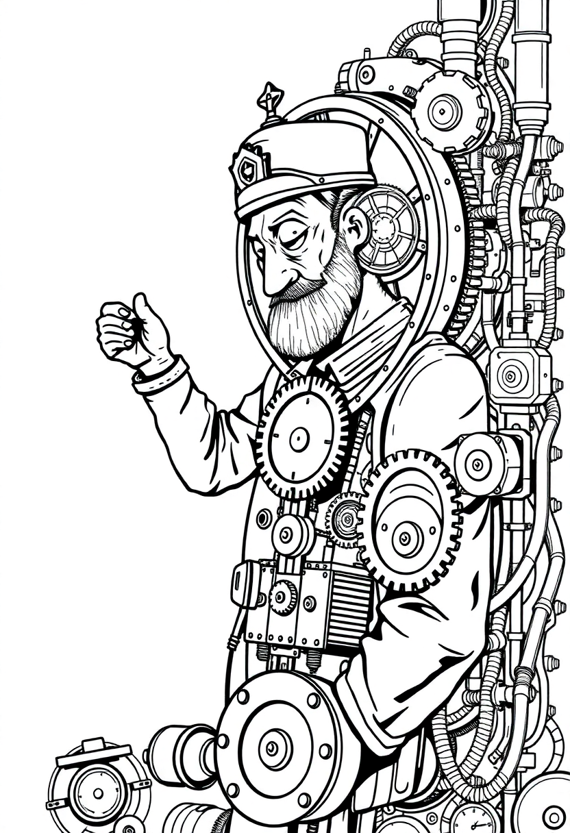 Clockwork Mechanic coloring page, free printable