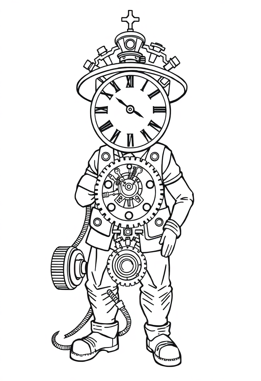 Clockwork Mechanic coloring page, free printable