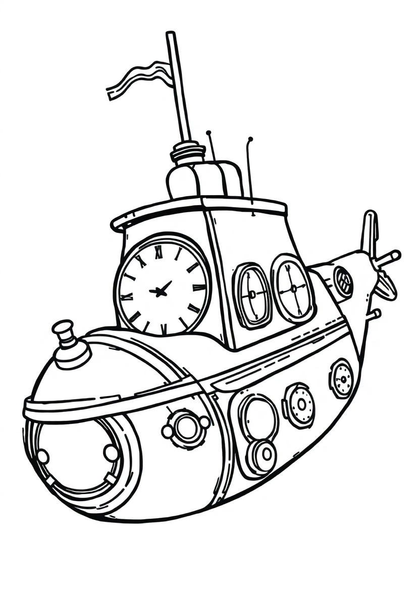 Clockwork Submarine coloring page, free printable