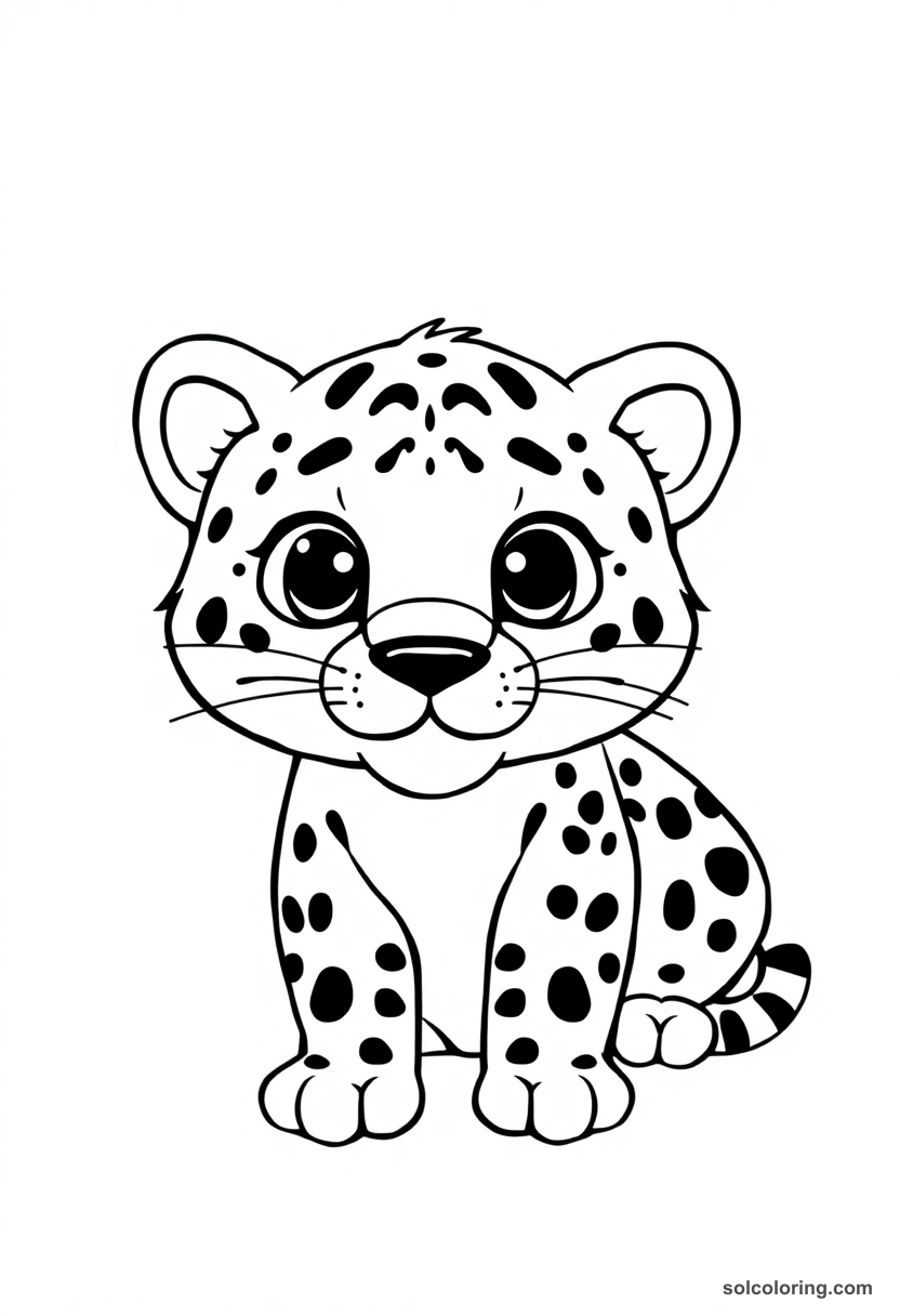 Cute Cartoon Clouded Leopard