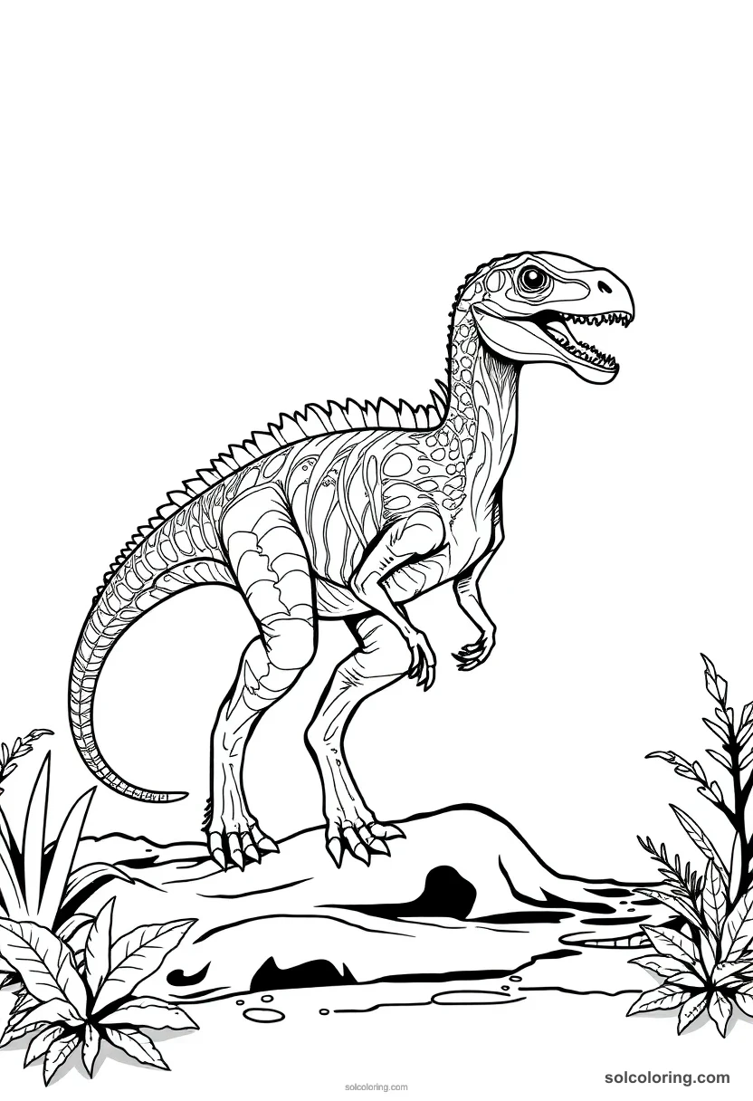 Coelophysis detailed coloring page for kids