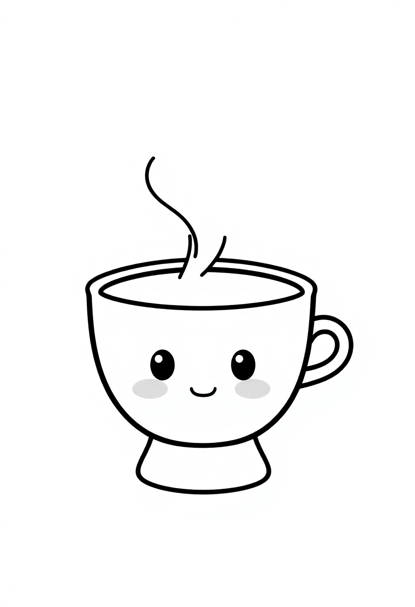 Coffee Cup with Steam coloring page, free printable