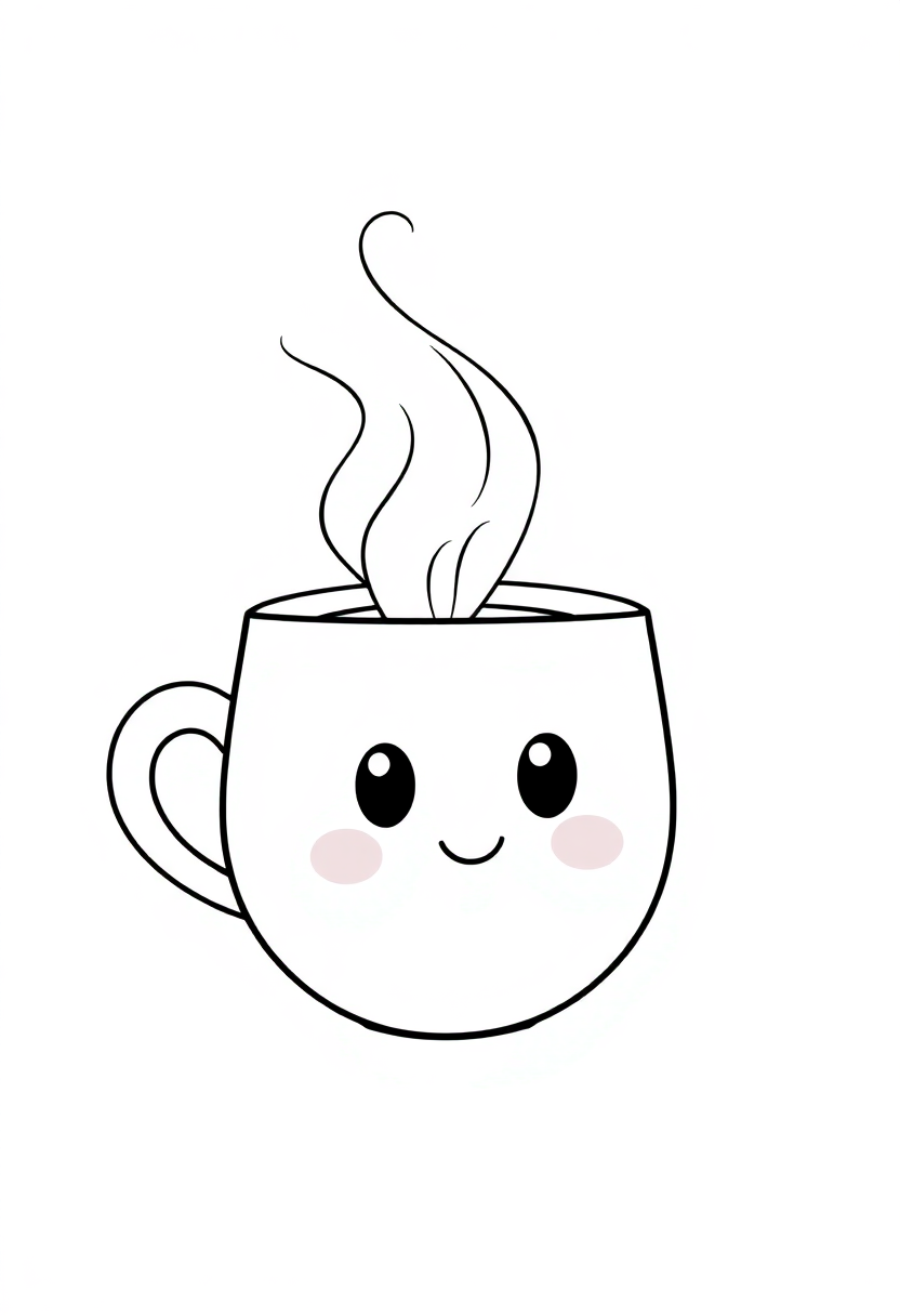 Coffee Cup with Steam coloring page, free printable