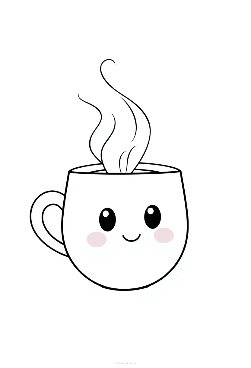 Coffee Cup With Steam coloring page for kids