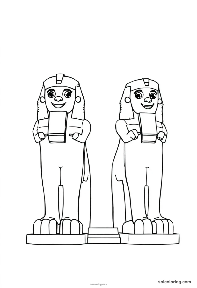 Cute Cartoon Colossi of Memnon cute cartoon coloring page for kids