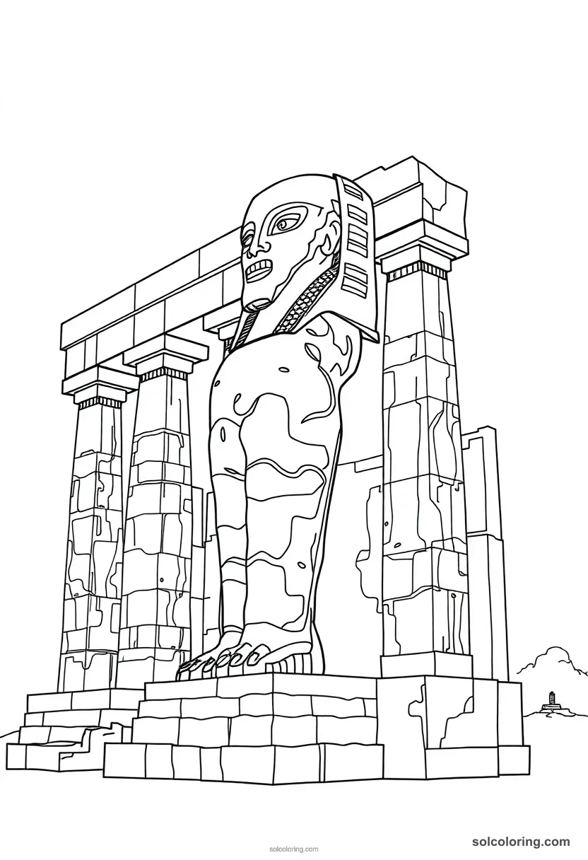 Colossi of Memnon detailed coloring page for kids