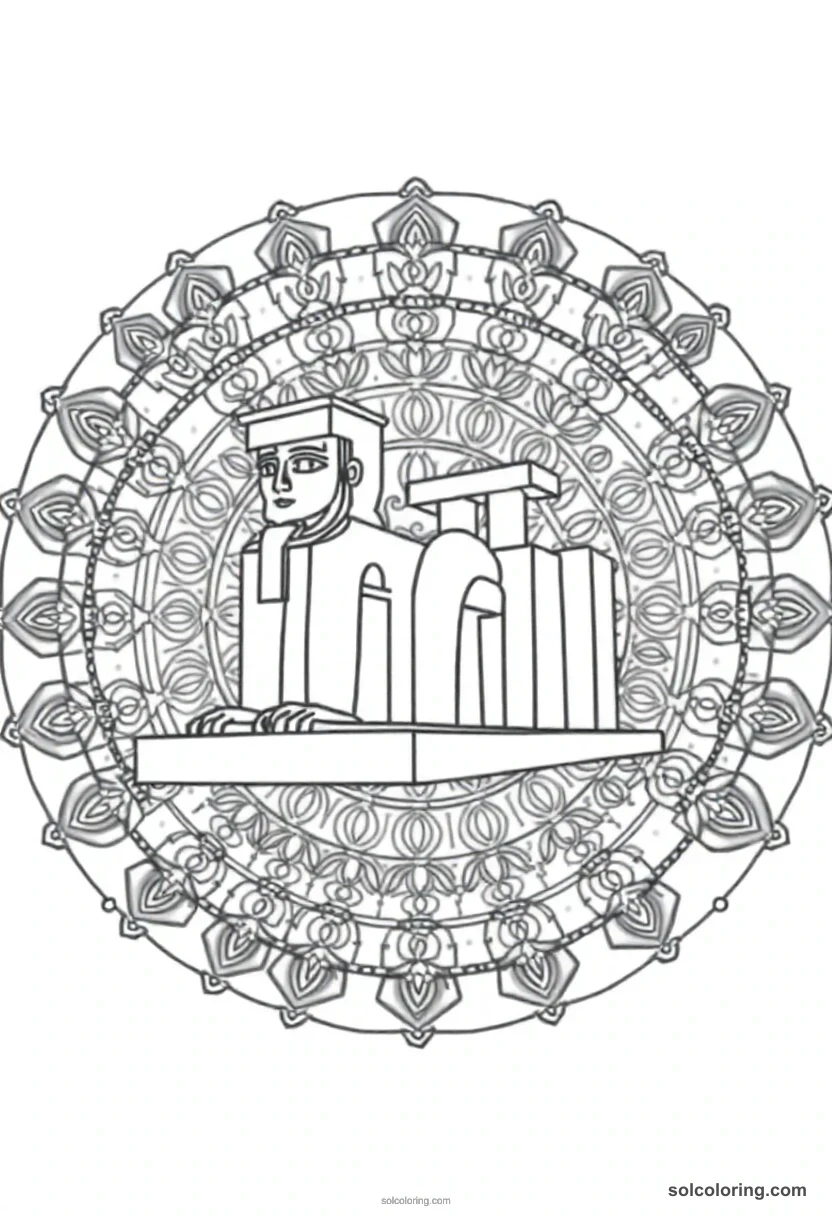 Mandala Colossi of Memnon mandala coloring page for kids