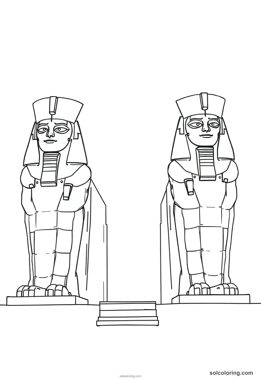 Simple Colossi of Memnon simple coloring page for kids