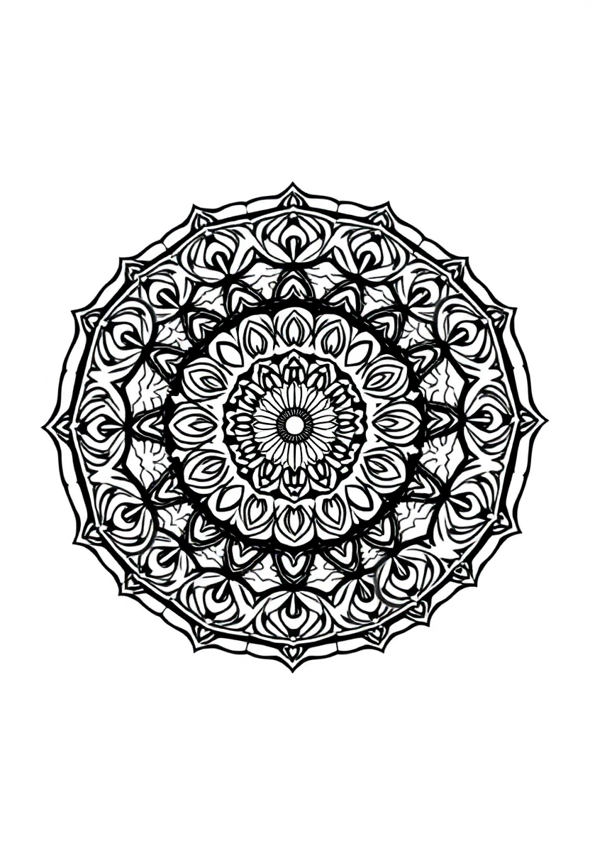 Complex Adult Mandala coloring page for kids