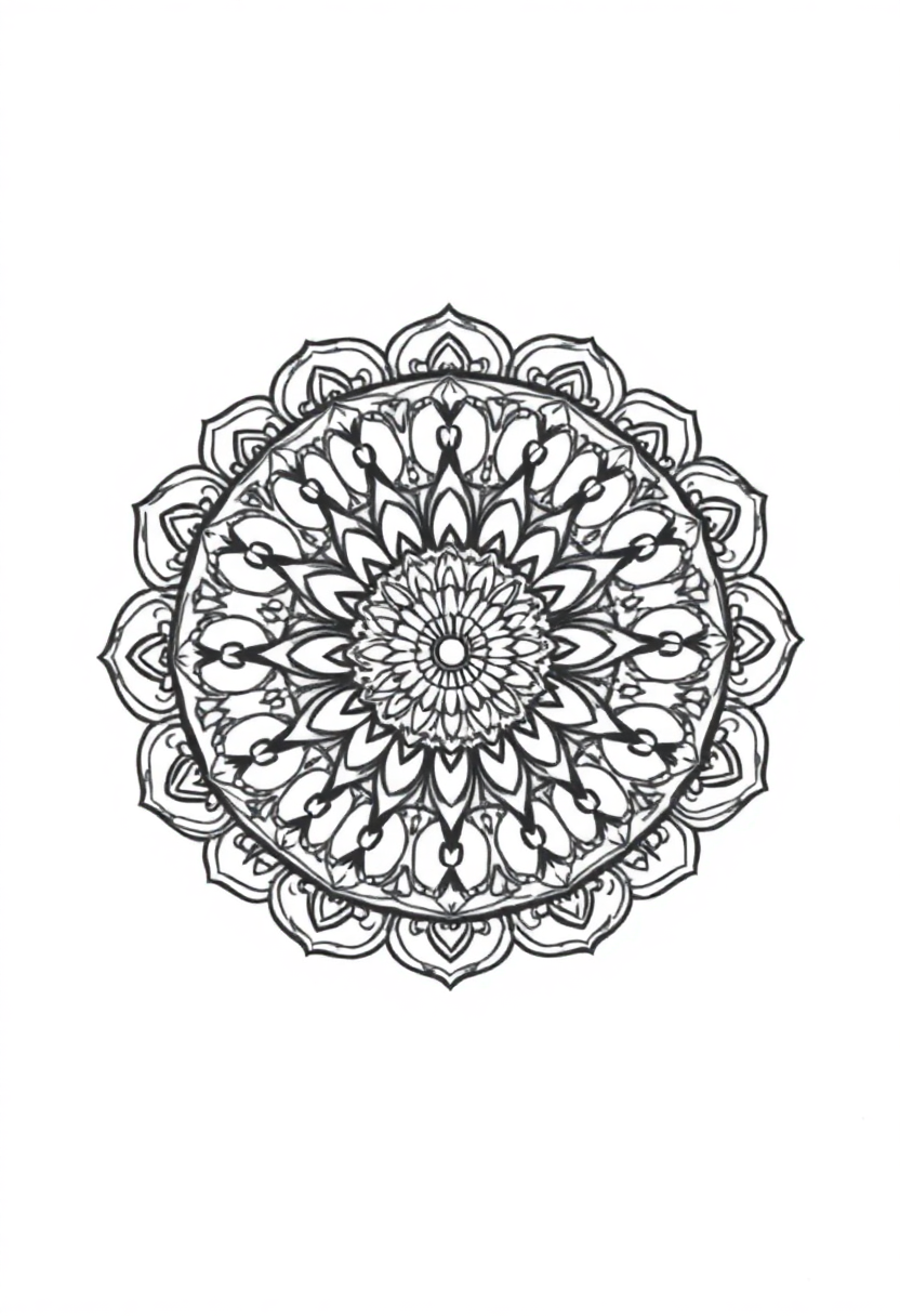 Complex Adult Mandala coloring page for kids