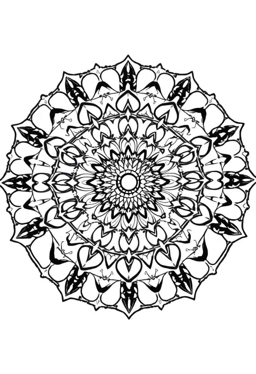 Complex Adult Mandala coloring page for kids