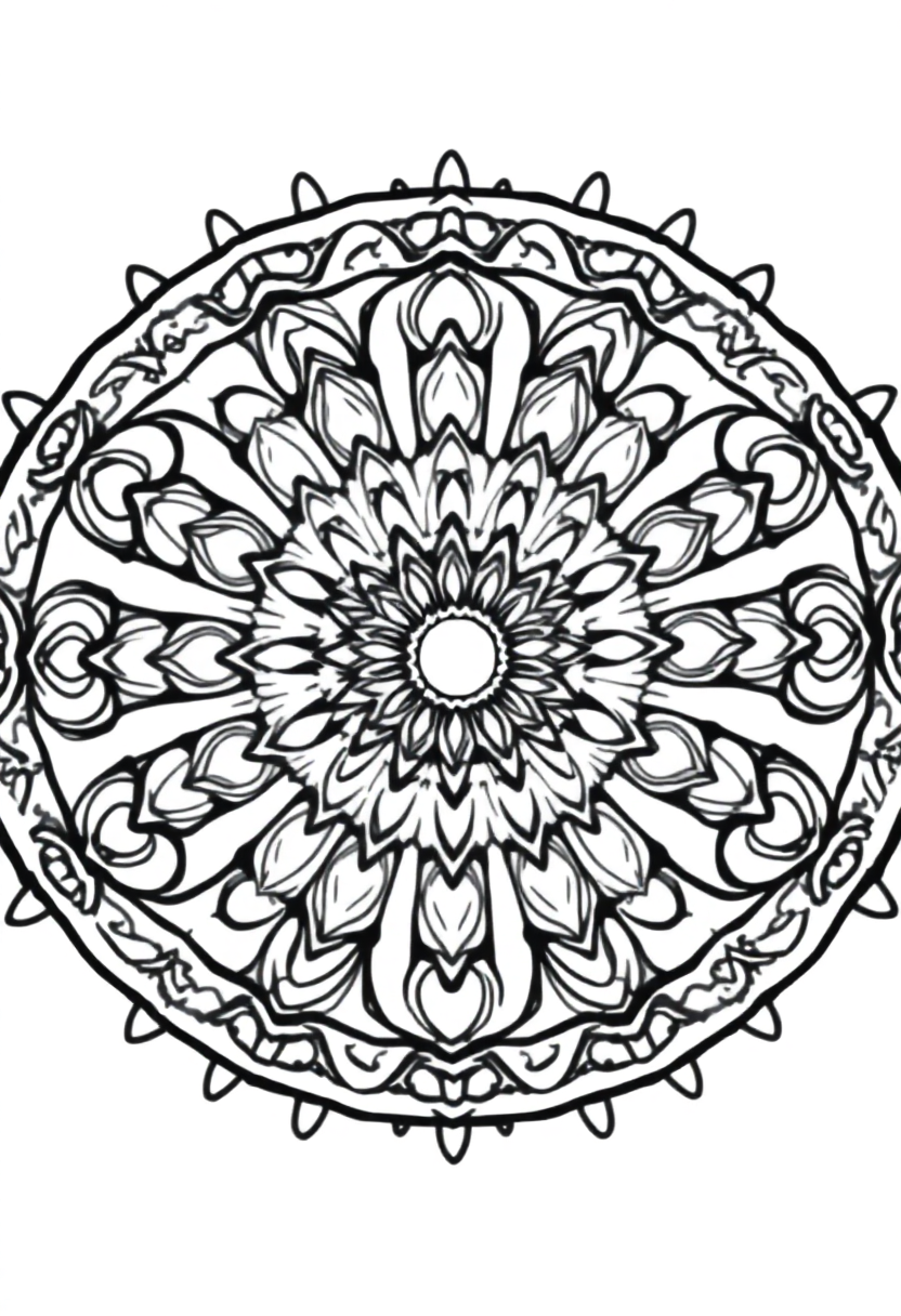 Complex Adult Mandala coloring page for kids