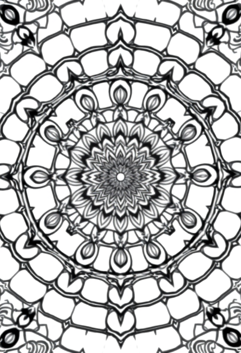 Complex Adult Mandala coloring page for kids