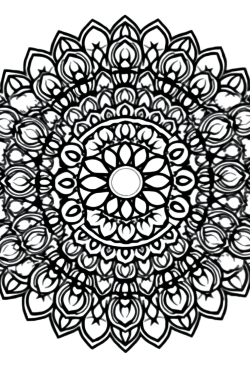 Complex Adult Mandala coloring page for kids