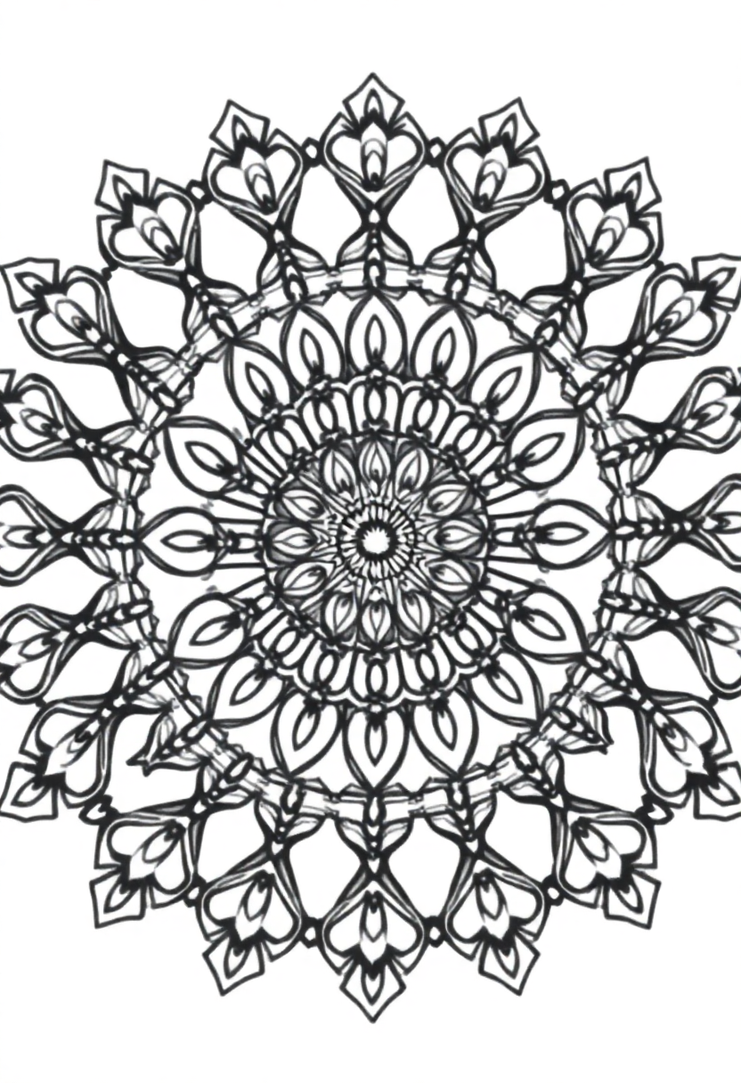 Complex Adult Mandala coloring page for kids