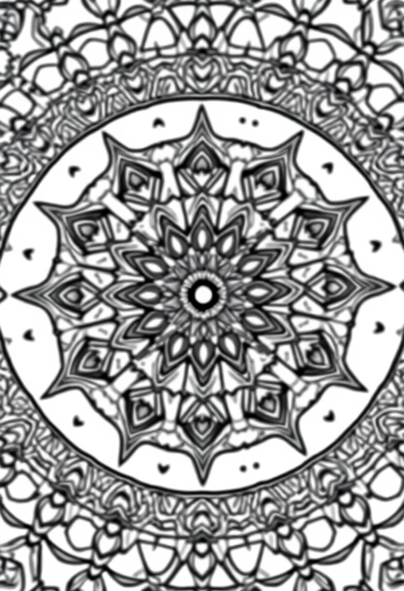 Complex Adult Mandala coloring page for kids