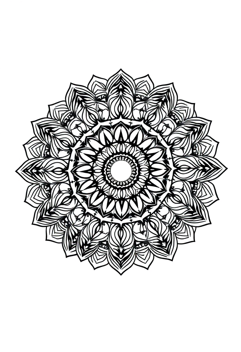 Complex Adult Mandala coloring page for kids