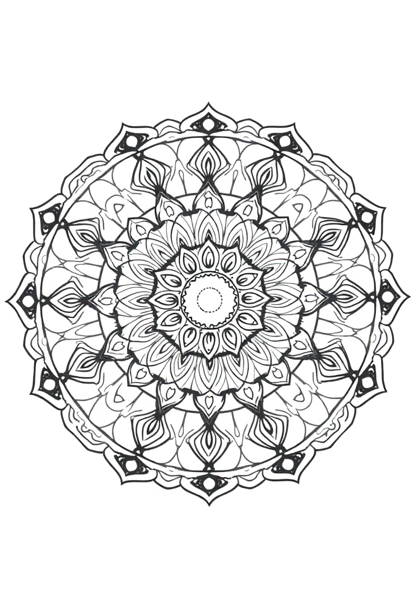 Complex Adult Mandala coloring page for kids
