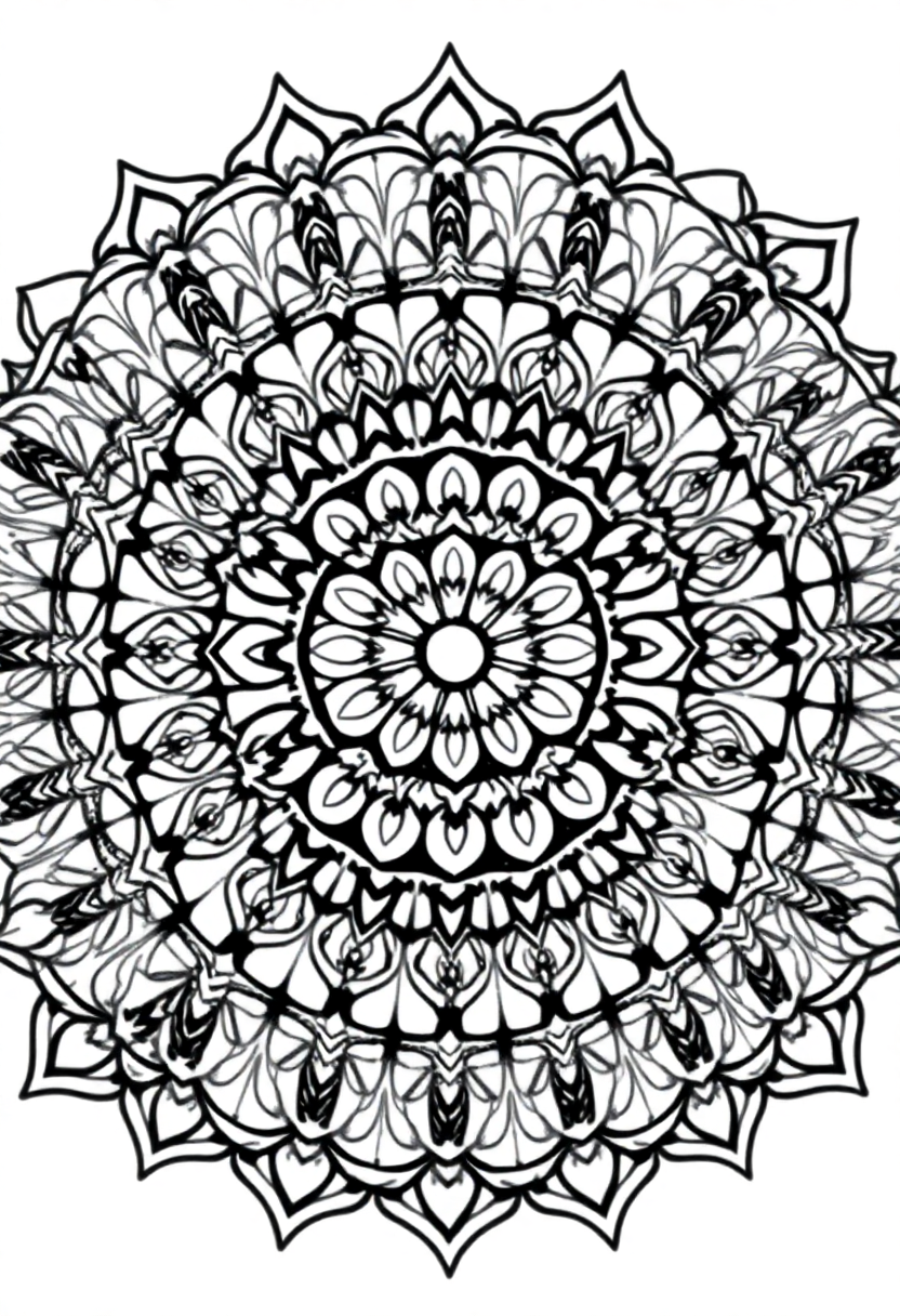 Complex Adult Mandala coloring page for kids