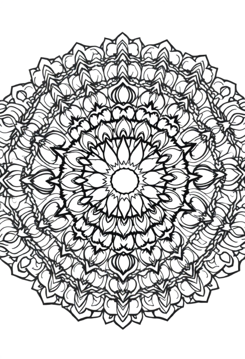 Complex Adult Mandala coloring page for kids