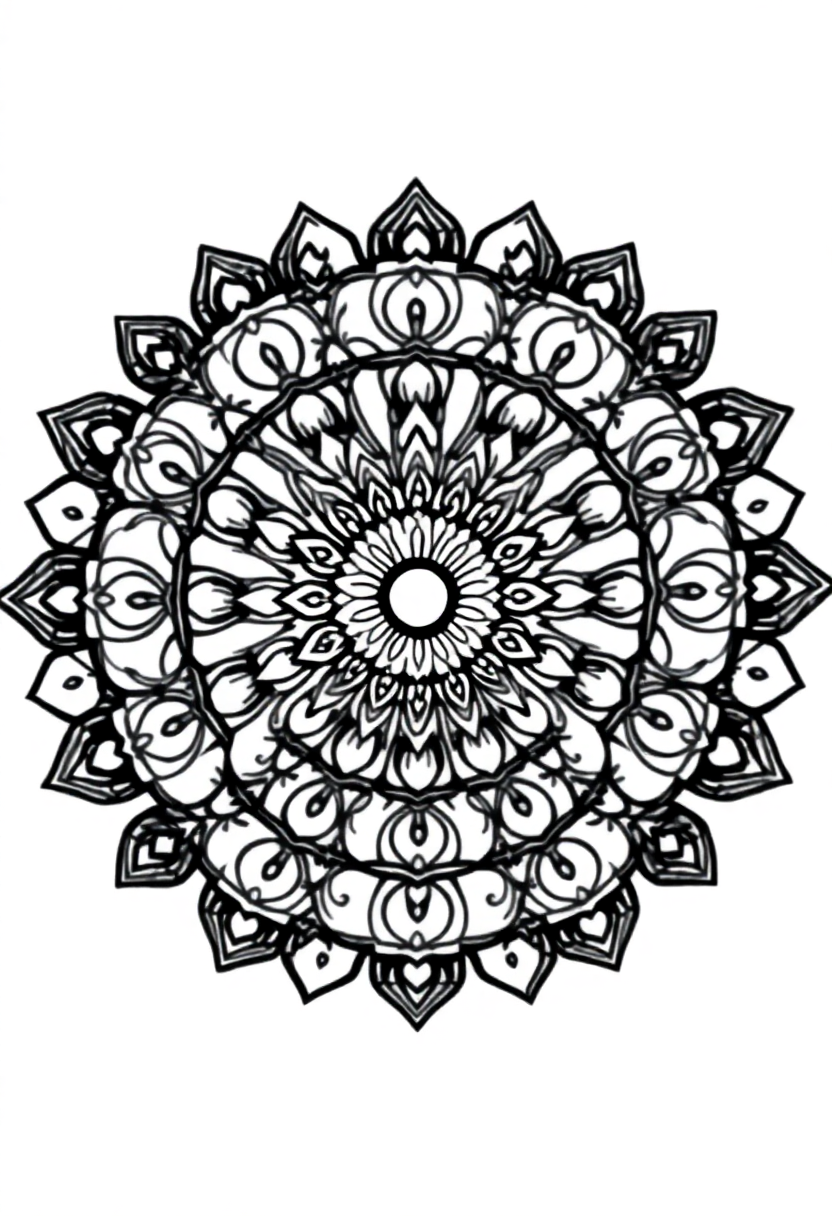 Complex Adult Mandala coloring page for kids