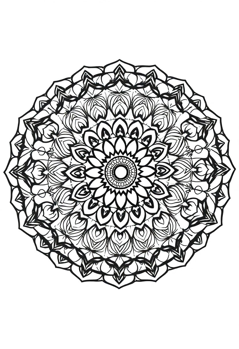 Complex Adult Mandala coloring page for kids