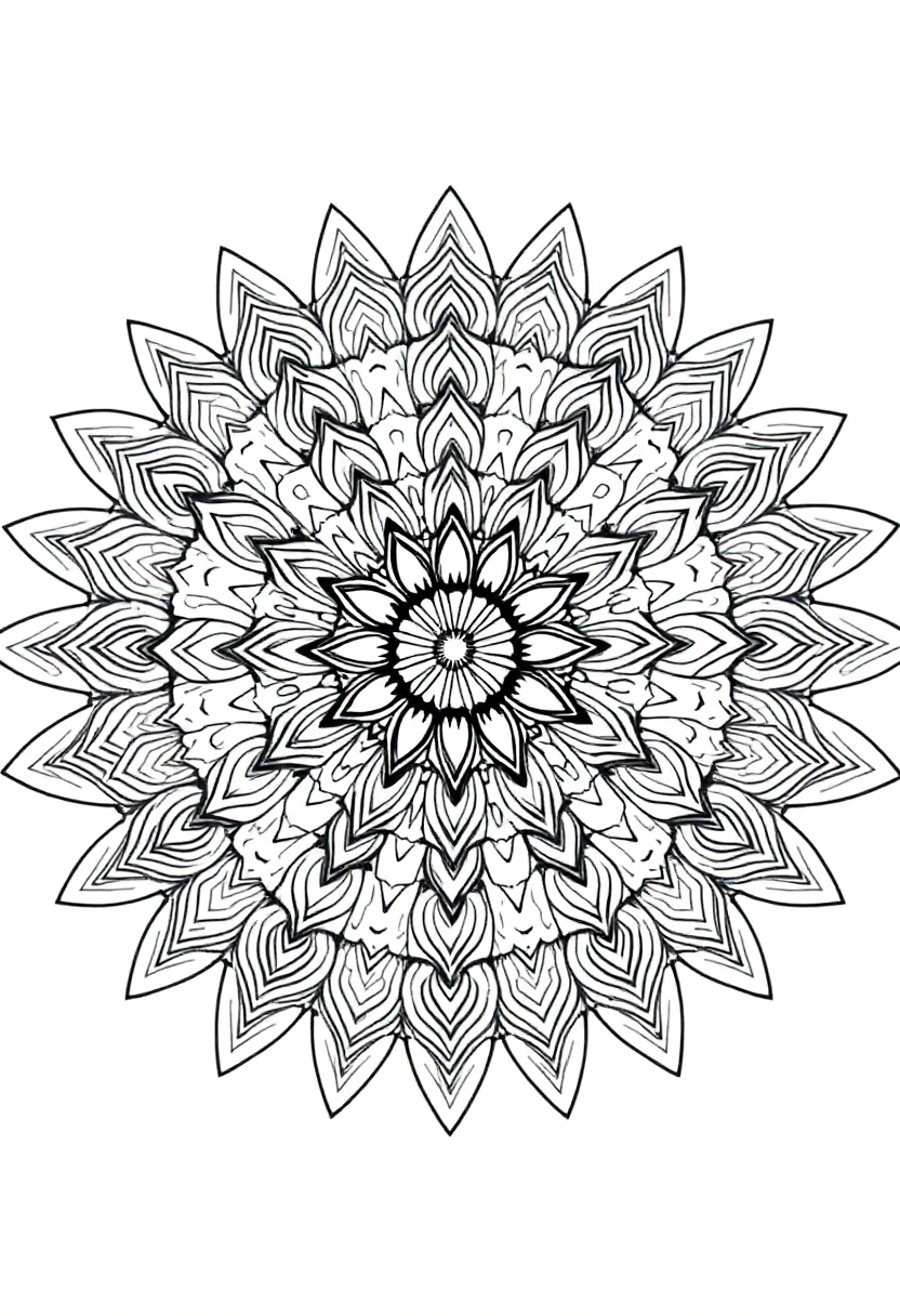 Complex Adult Mandala coloring page for kids