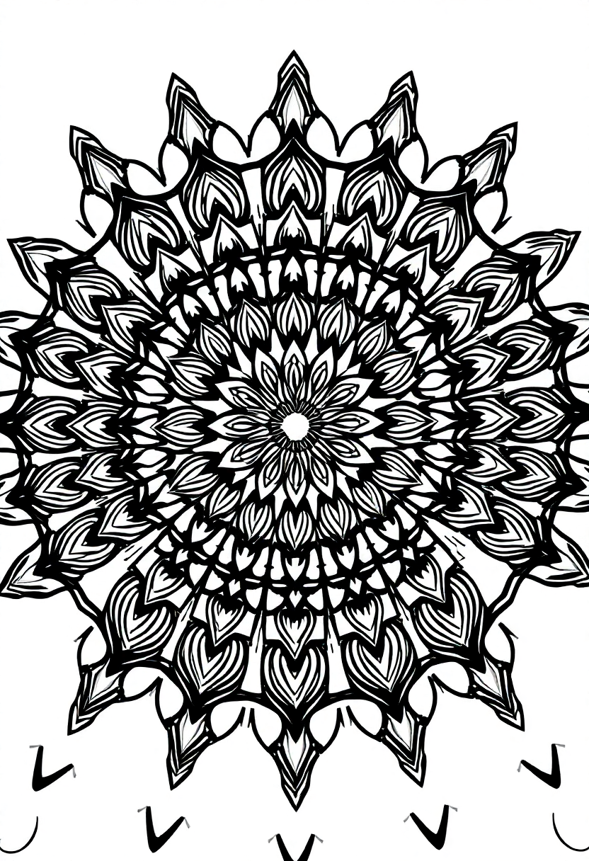 Complex Adult Mandala coloring page for kids