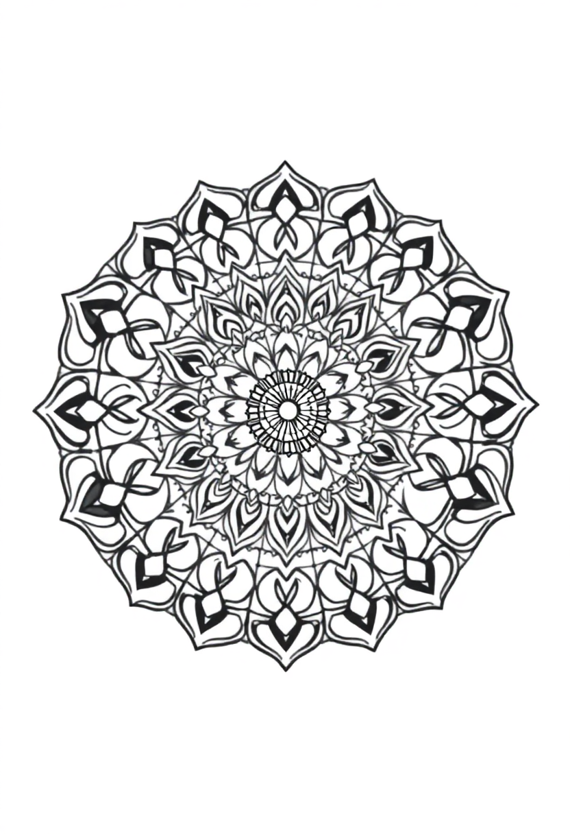 Complex Adult Mandala coloring page for kids