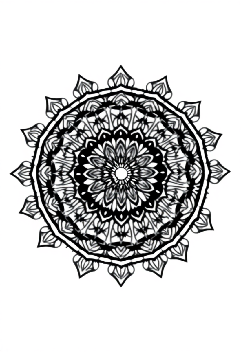 Complex Adult Mandala coloring page for kids