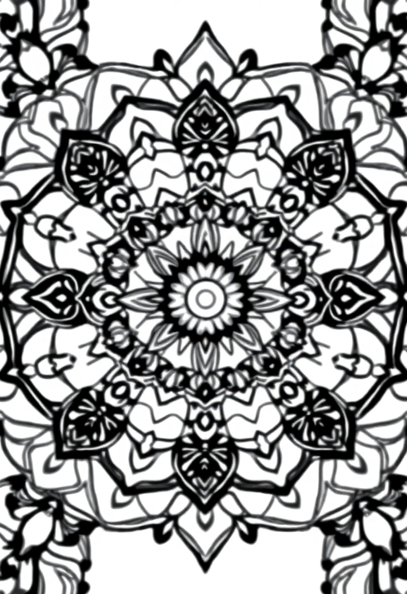 Complex Adult Mandala coloring page for kids